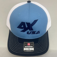 Awesomatix USA Tri-color Columbia Blue/White/Navy Trucker Snapback Cap