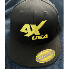 Awesomatix USA School Bus Yellow on Black Flat Brim Fitted Cap L/XL