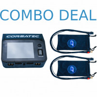 Corsatec Combo Deal Dual Pro Charger AC/DC 200W and 2X Charger Cable Pack 5MM