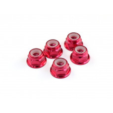 M4 Aluminum Locknut (Red), 5 pcs