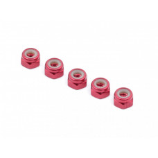 M4 Aluminum Locknut (Red), Thin, 5 pcs