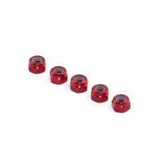 Aluminum M3 Locknut, Red, 5 pcs