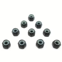 MR33 Aluminum Lock Nut 3mm - Black 10pcs